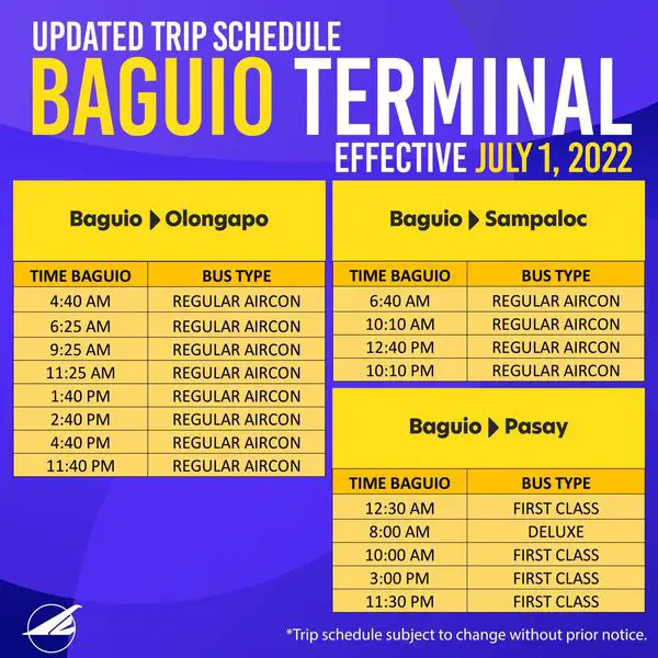 Photo of Bus Schedule of Victory Liner Baguio to Sampaloc Regular Aircon and Baguio to Pasay Deluxe and First Class