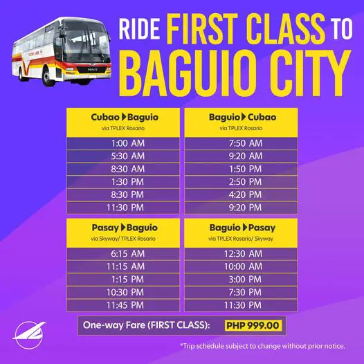 Photo of Bus Schedule of Victory Liner First Class Bus Schedules