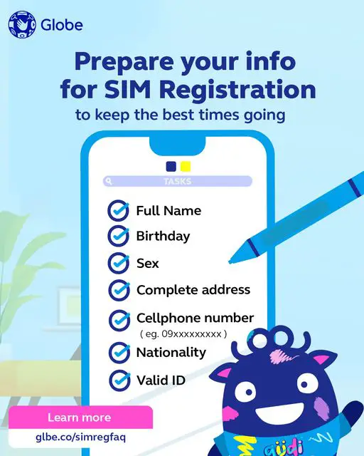 Photo of Information Required for Philippine SIM Registration
