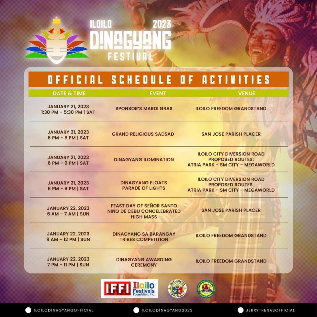 Poster of the Official Dinagyang Festival 2023 Schedule Of Events
