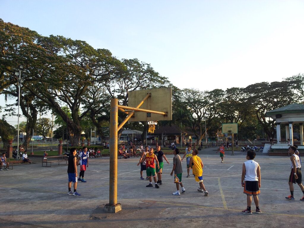 Friendly Basketball Match on a Philippine Basketball Court