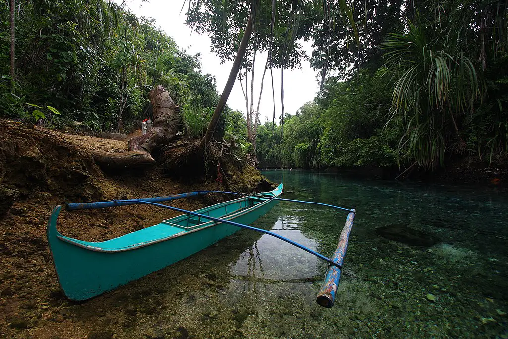 A captivating view of the magical Hinatuan Enchanted River in the Philippines.