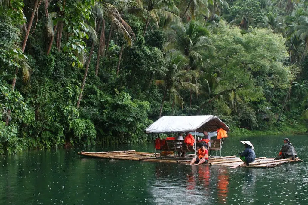 Boat ride in a beautiful lake during the rainy season in the Philippines
