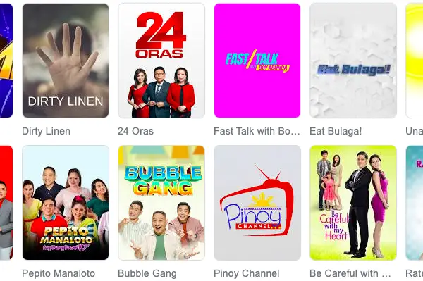 Pinoy Channel Shows - A colorful collage of Filipino television program logos