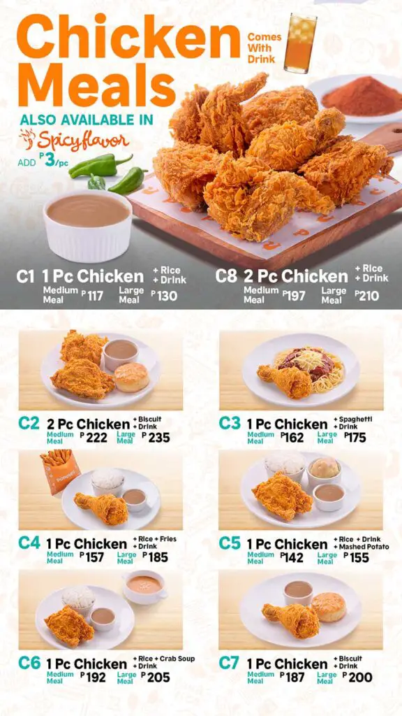 Popeyes Chicken Meals Menu