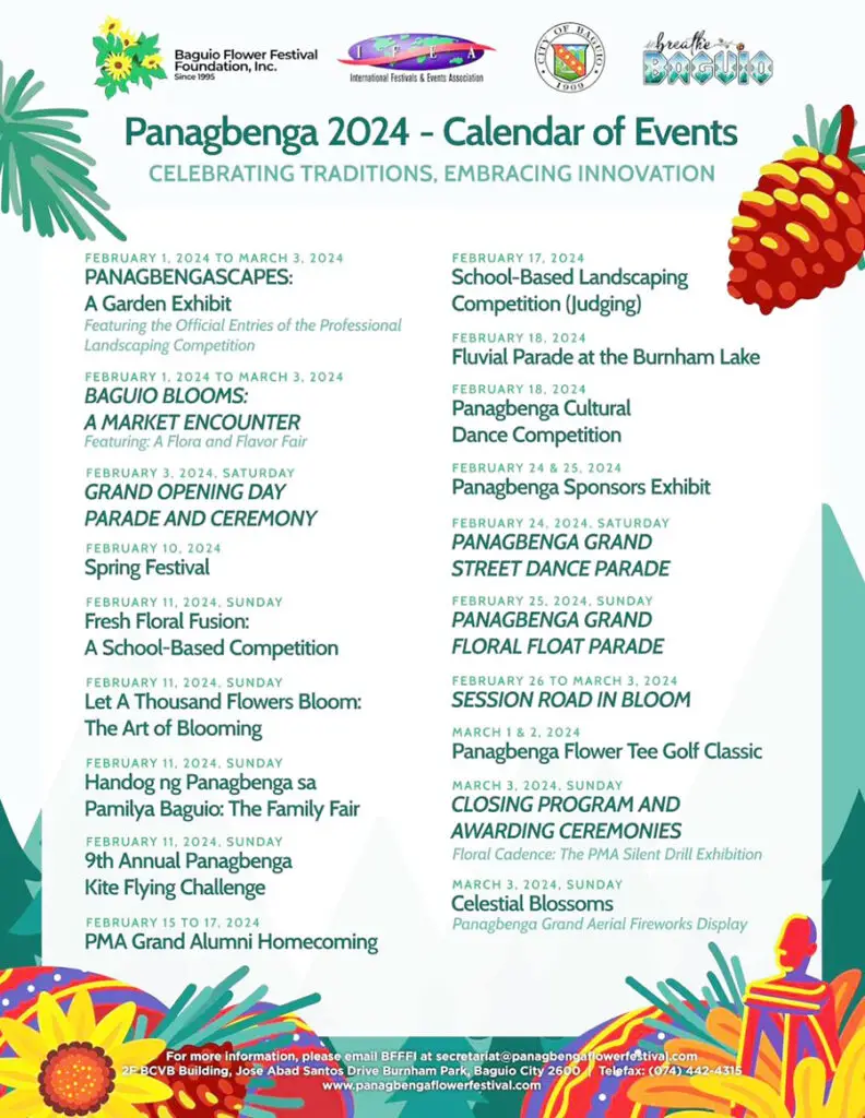 panagbenga 2024 calendar and schedule of events