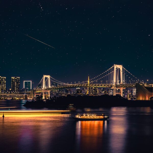 body of water across bridge during nighttime